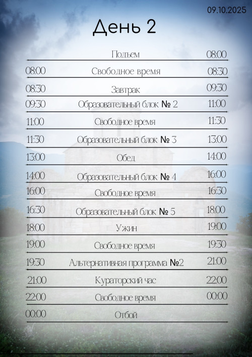 Программа второго дня